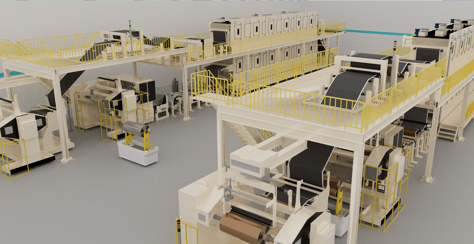 Représentation 3D de bras articulés effectuant des actions de tri.